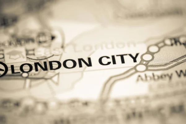London City Großbritannien Auf Einer Geografischen Karte — Stockfoto