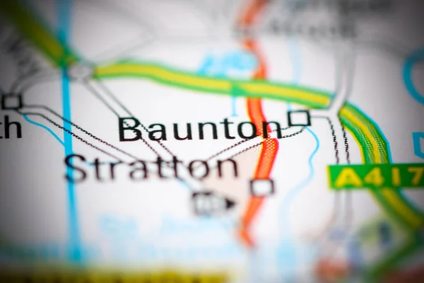 Baunton Reino Unido Sobre Mapa Geografia — Fotografia de Stock