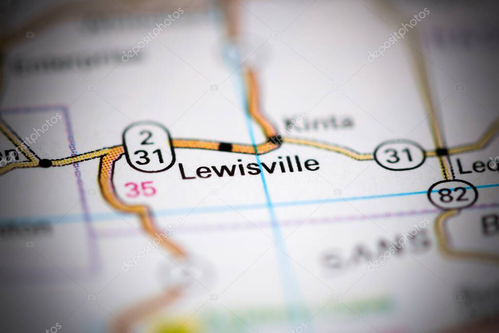 Lewisville. Oklahoma. USA on a geography map