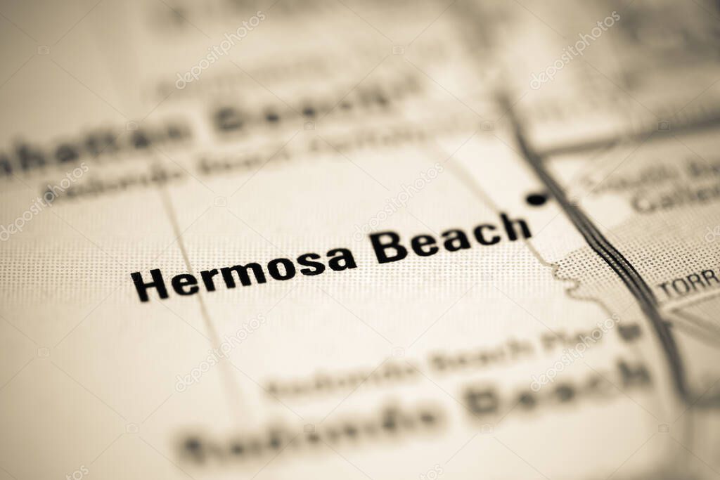Hermosa Beach. California. USA on a geography map