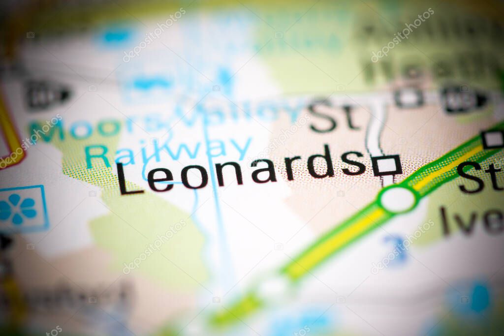 St. Leonards. United Kingdom on a geography map
