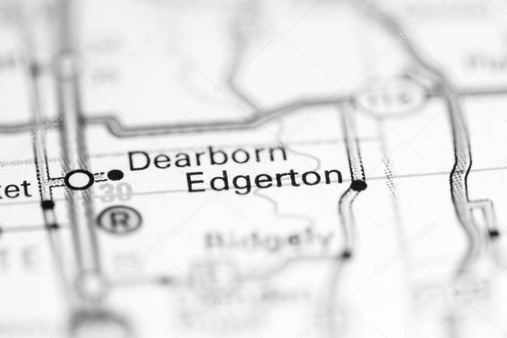 Edgerton. Missouri. USA on a geography map