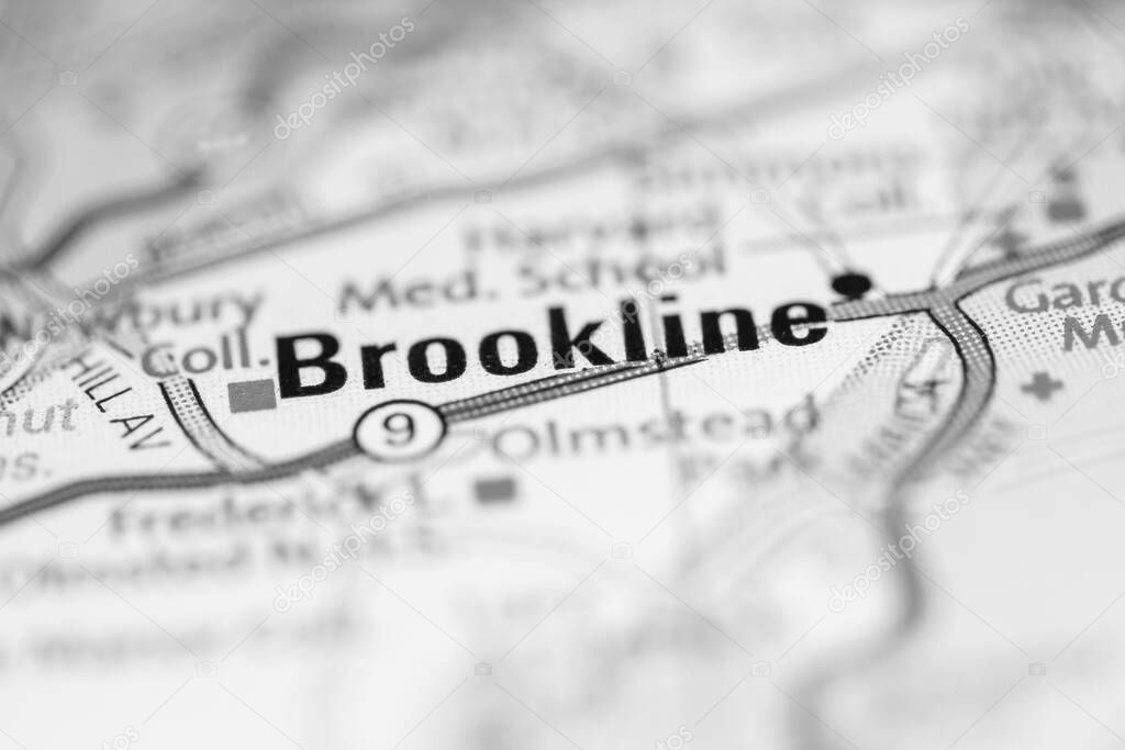 Brookline on a map of the United States of America