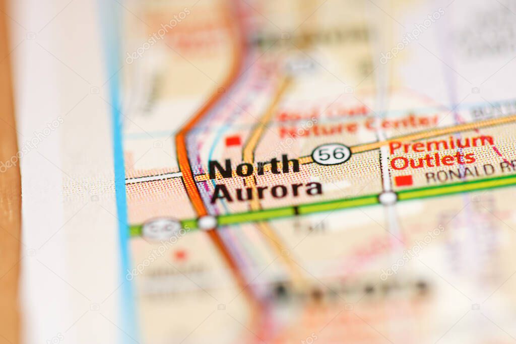 North Aurora on a map of the United States of America
