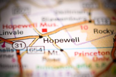 Hopewell. New Jersey. USA on a geography map clipart