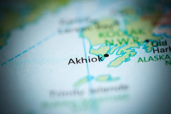 Akhiok Aljaška Usa Mapě Geografie — Stock fotografie