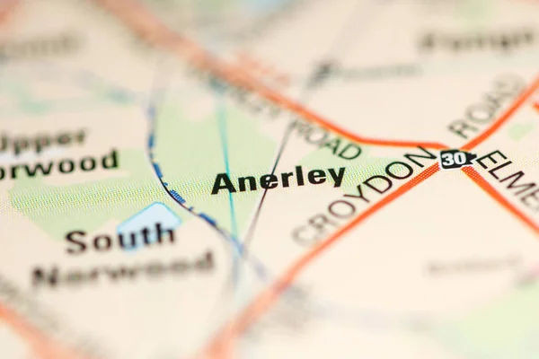 Anerley Sobre Mapa Reino Unido — Fotografia de Stock