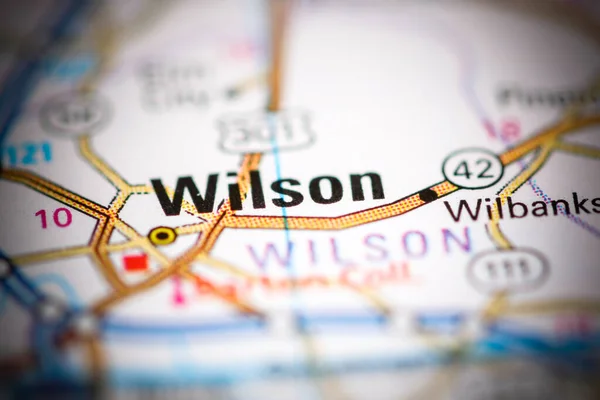 威尔逊Wilson 北卡罗莱纳州 地图上的美国 — 图库照片