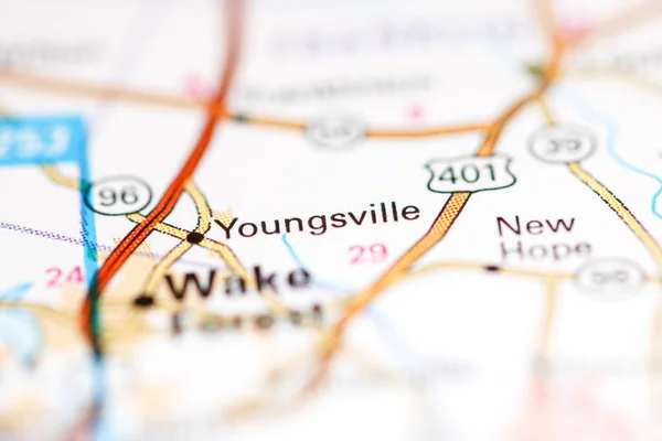Youngsville Ben Észak Karolina Usa Egy Földrajzi Térképen — Stock Fotó