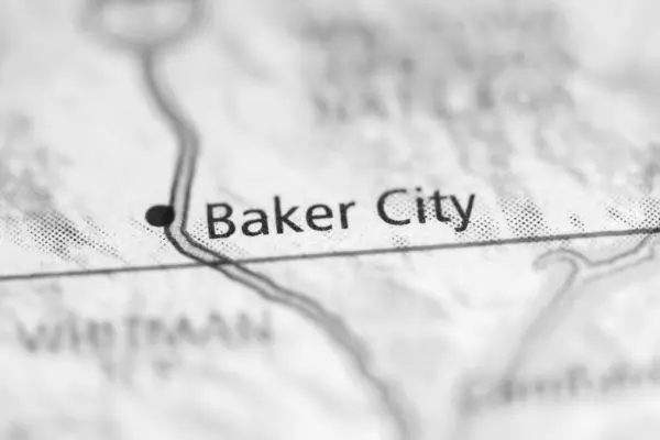 Baker City Abd Coğrafi Haritasında — Stok fotoğraf