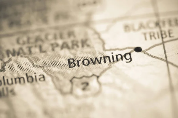 Browning Una Mappa Geografica Degli Stati Uniti — Foto Stock