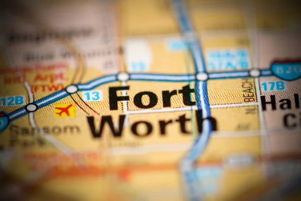 Fort Worth on a map of the United States of America