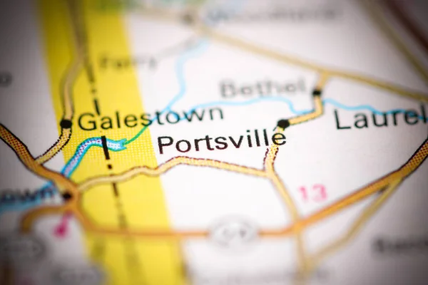 Portsville. Delaware. USA on a geography map