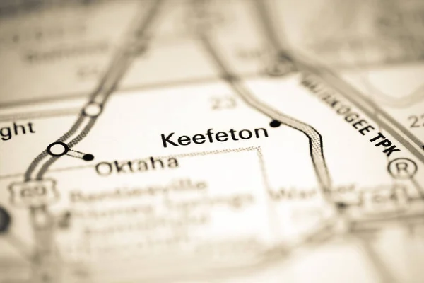 Keefeton Oklahoma Abd Coğrafya Haritasında — Stok fotoğraf