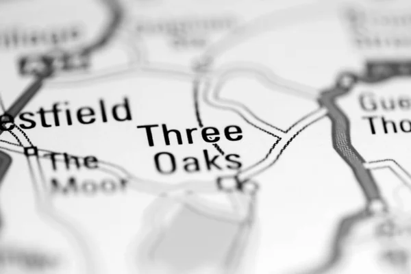Three Oaks. United Kingdom on a geography map