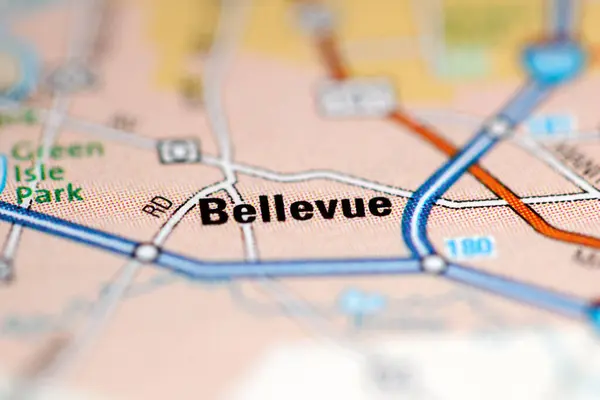 Bellevue Geografisk Karta Över Usa — Stockfoto