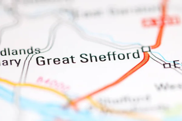 Великий Шеффорд Велика Британія Географічній Карті — стокове фото