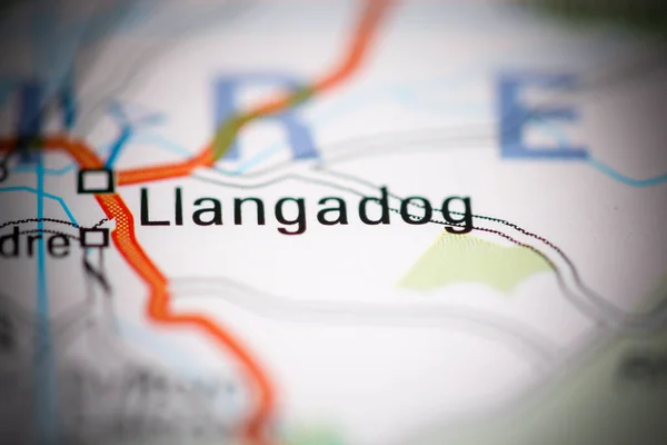 Llangadog Велика Британія Географічній Карті — стокове фото