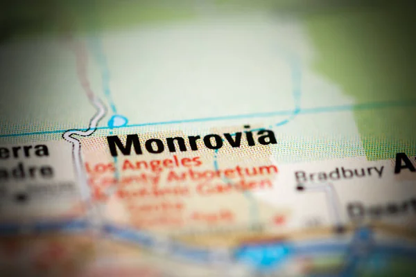 Monrovia. California. USA on a geography map