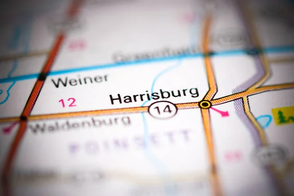 Harrisburg Arkansas Usa Auf Einer Geografischen Karte — Stockfoto