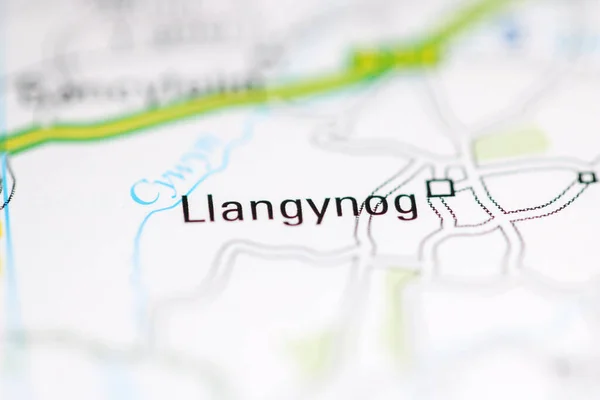 Llangynog Großbritannien Auf Einer Geografischen Karte — Stockfoto