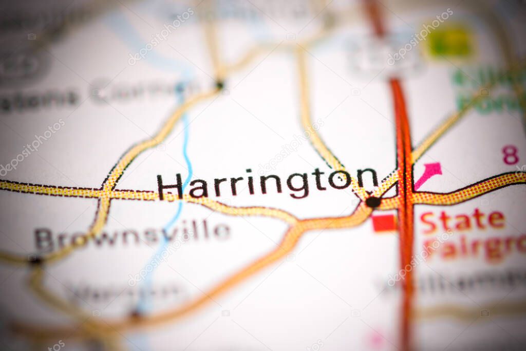 Harrington. Delaware. USA on a geography map