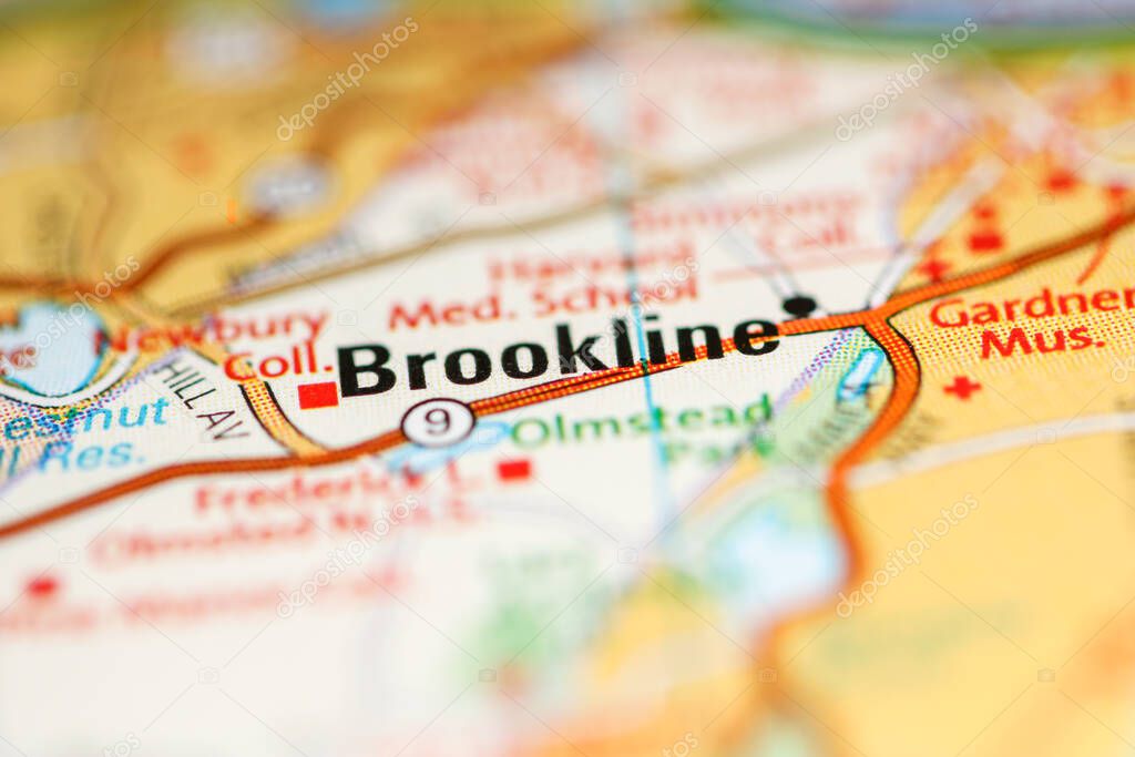 Brookline on a map of the United States of America