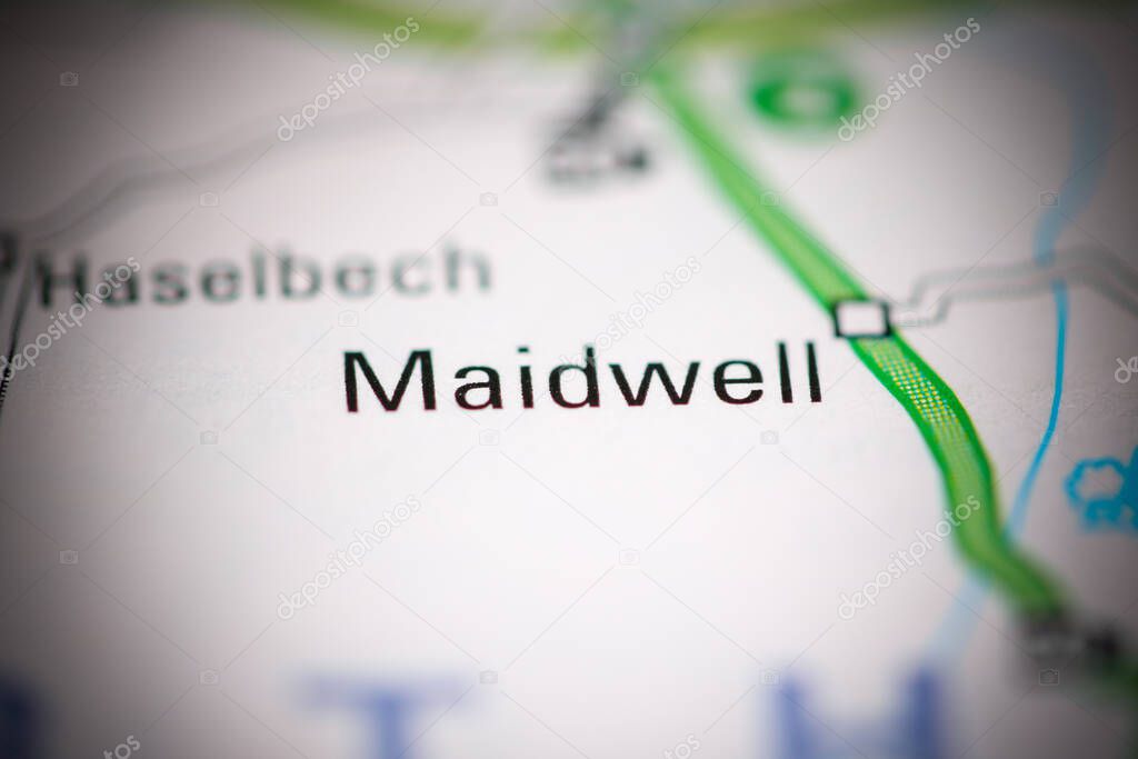 Maidwell. United Kingdom on a geography map