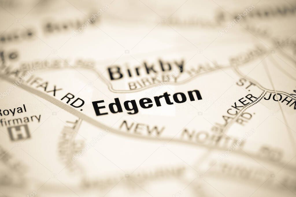 Edgerton on a geographical map of UK