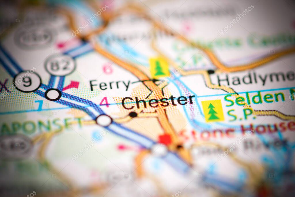 Chester. Connecticut. USA on a geography map