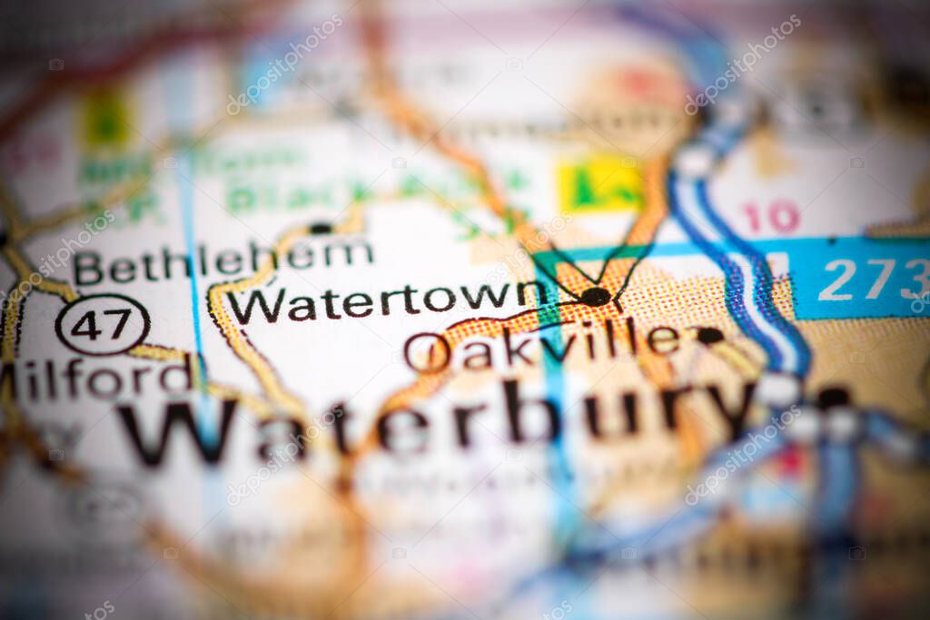 Watertown. Connecticut. USA on a geography map