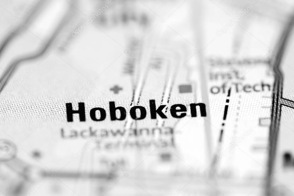 Hoboken on a geographical map of USA