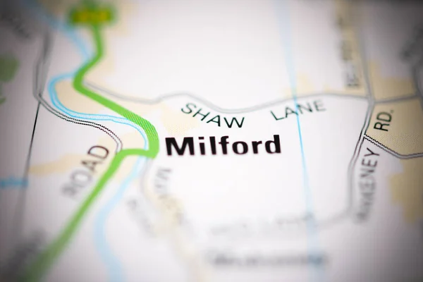 Milford Sobre Mapa Geográfico Reino Unido — Fotografia de Stock