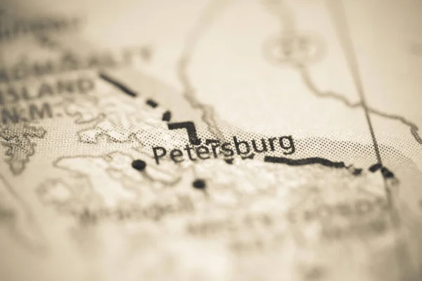 Petersburg Sur Une Carte Géographique Des États Unis — Photo
