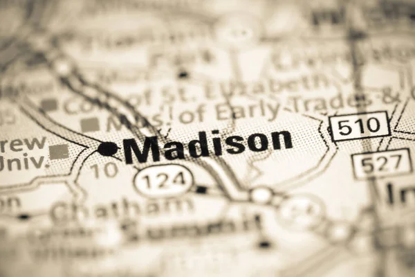 麦迪逊Madison 纽泽西地图上的美国 — 图库照片