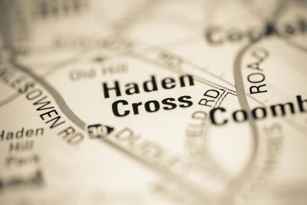 Haden Cross Sobre Mapa Reino Unido — Fotografia de Stock