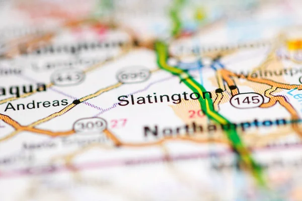 Slatington Vagyok Pennsylvaniában Usa Egy Földrajzi Térképen — Stock Fotó