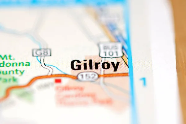 Gilroy Mapa Geográfico Dos Eua — Fotografia de Stock