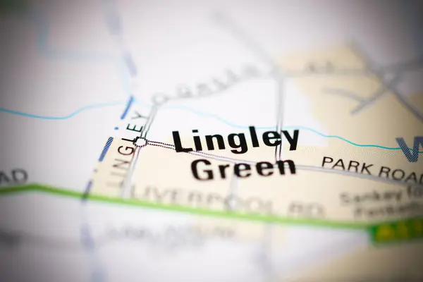 Lingley Green Sobre Mapa Geográfico Reino Unido — Fotografia de Stock