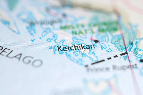 Ketchikan Sobre Mapa Geográfico Eua — Fotografia de Stock