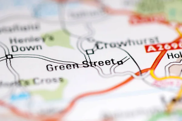 Grüne Straße Großbritannien Auf Einer Geografischen Karte — Stockfoto