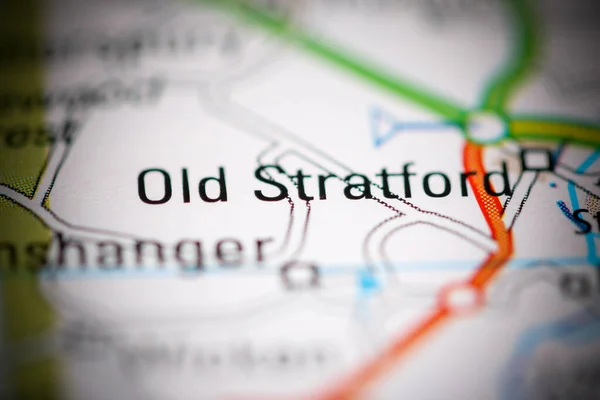 Старина Стратфорд Великобритания Географической Карте — стоковое фото