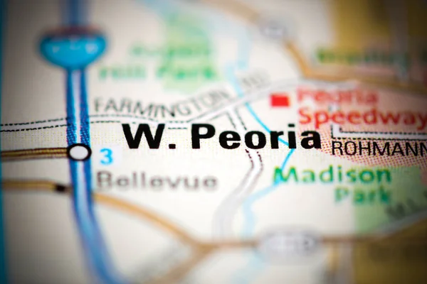 Abd Coğrafi Haritasında Batı Peoria — Stok fotoğraf