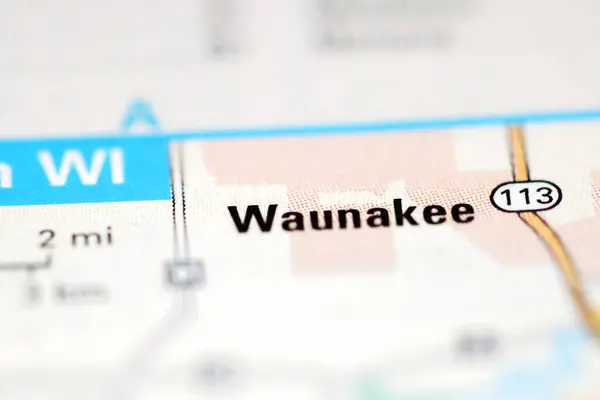 Waunakee Abd Coğrafi Haritasında — Stok fotoğraf