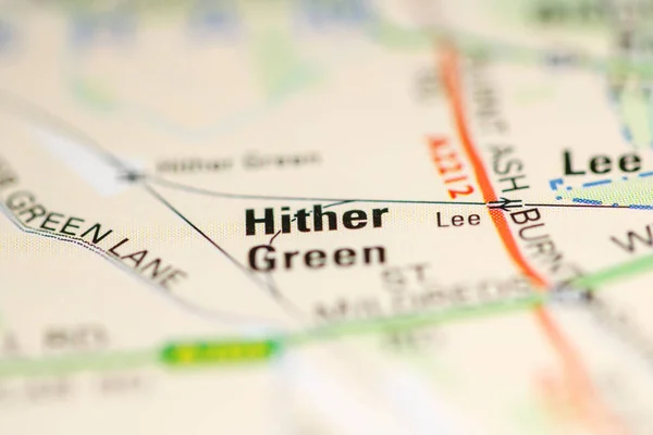 Hither Green Sobre Mapa Reino Unido — Fotografia de Stock
