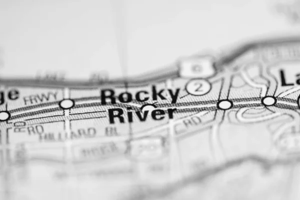 Rocky River Auf Einer Karte Der Vereinigten Staaten Von Amerika — Stockfoto