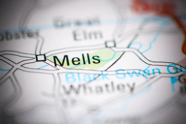 Mells. United Kingdom on a geography map