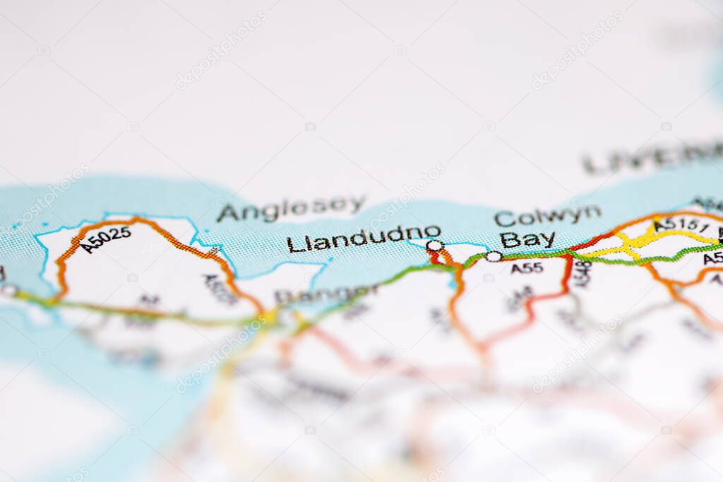Llandudno. United Kingdom on a geography map
