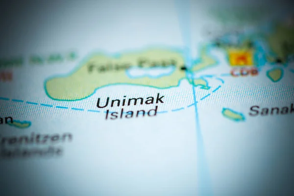 Ilha Unimak Alasca Eua Sobre Mapa Geografia — Fotografia de Stock