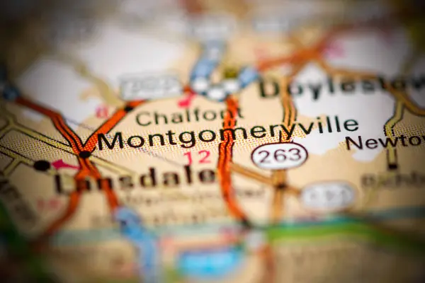 モンゴメリービルだ ペンシルベニア州 地理地図上のアメリカ — ストック写真
